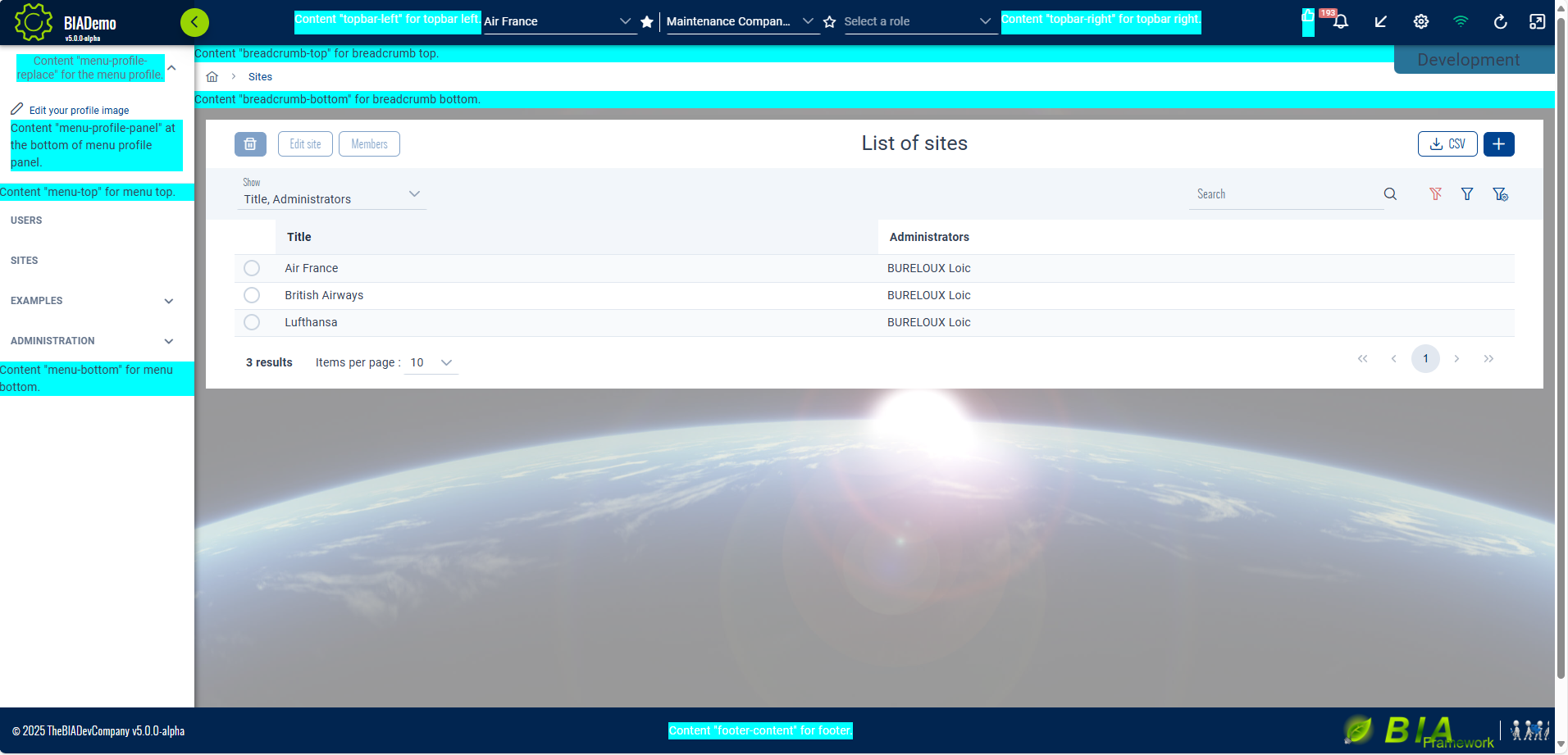 Content projection example