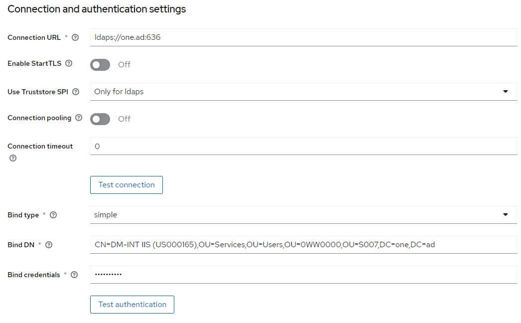 LDAP-Connection-authentication-settings